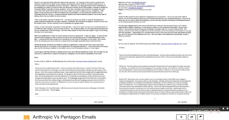 Anthropic CEO Emails With Pentagon Reveal Split Over AI Weapons Ban