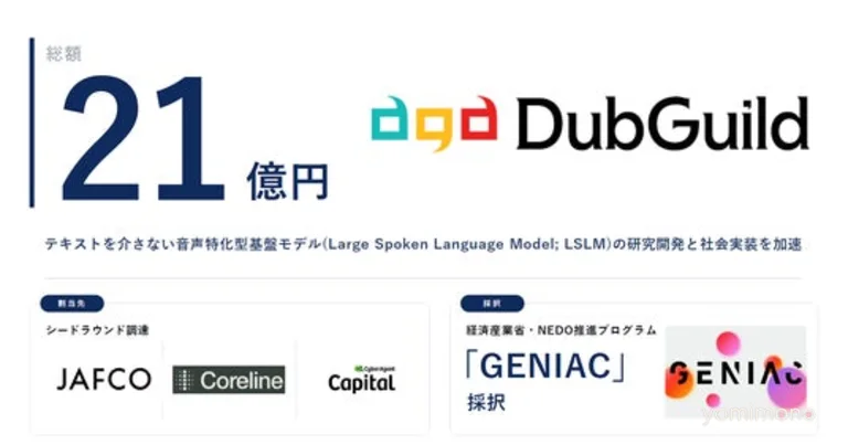DubGuild Inc. Closes Seed Round, Selected for National AI Project GENIAC